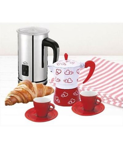 1 - DCG KIT COLAZIONE BIANCO ROSSO MONTALATTE CAFFETTIERA MOKA TAZZE TAZZINE