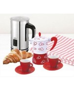 1 - DCG KIT COLAZIONE BIANCO ROSSO MONTALATTE CAFFETTIERA MOKA TAZZE TAZZINE
