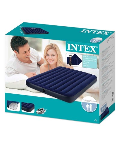 2 - Materasso gonfiabile matrimoniale Intex 68765 pompa manuale 2 cuscini