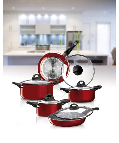 1 - Batteria di pentole 10 pezzi Aeternum pietra Simplicity Petra vera rossa