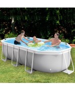 4 - Piscina fuori terra Frame Intex 26794 ovale cm 400 x 200 x 100 con pompa filtro e scaletta