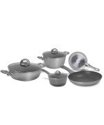 1 - Batteria di pentole 8 pezzi Essential pietra Petra Silver Aeternum induzione