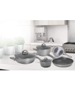 2 - Batteria di pentole 8 pezzi Essential pietra Petra Silver Aeternum induzione