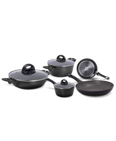 1 - Batteria di pentole 8 pezzi Essential pietra Petra Nero Aeternum induzione