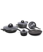 1 - Batteria di pentole 8 pezzi Essential pietra Petra Nero Aeternum induzione
