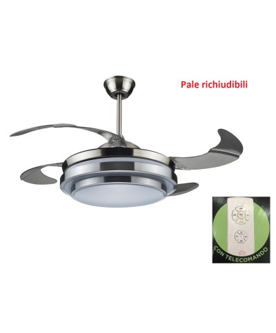 1 - Ventilatore da soffitto 4 pale a scomparsa richiudibili DCG VECRD47TL luce telecomando
