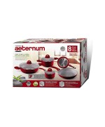 3 - Batteria di pentole 8 pezzi Aeternum rouge pietra petra induzione padella