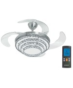 3 - Ventilatore da soffitto 4 pale a scomparsa Johnson Chandelier luce telecomando funzione reverce