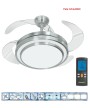 1 - Ventilatore da soffitto 4 pale a scomparsa Johnson Lustra luce telecomando funzione reverce