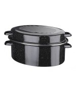 1 - Rostiera in acciaio smaltato con coperchio Gsw 38 cm