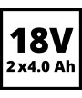 4 - Kit 2 batterie Power X-Change 4.0 Ah 18V Einhell 4511489
