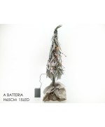 1 - Albero di Natale innevato 65 cm con 15 luci led bacche rosse artificiale