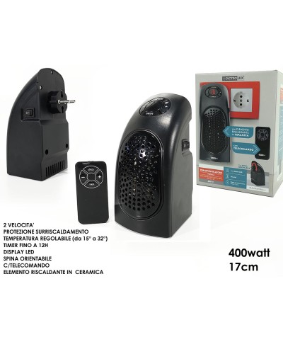 1 - Termoventilatore a presa con telecomando ceramica stufa 400 W 586201