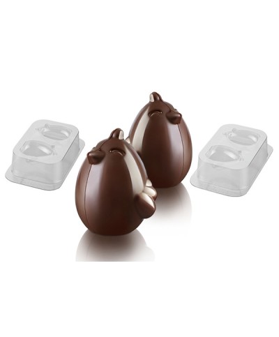 1 - Stampo cioccolato uovo 2 pulcini Paul Cino Silikomart Pasqua