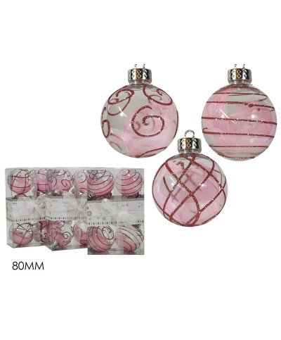 1 - Set 6 pezzi palle Natale 80 mm Rosa 302079
