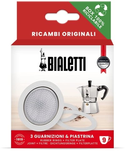 1 - Guarnizione e piastra filtro Bialetti 9 Tazze ricambio caffettiera