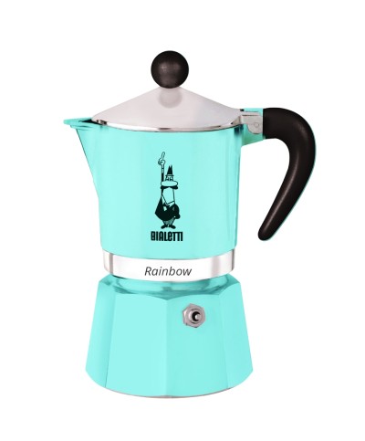1 - Caffettiera Moka 3 tazze Rainbow Bialetti Celeste