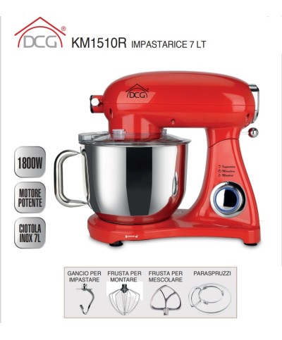 1 - Impastatrice 7,5  litri DCG KM1510 Rosso
