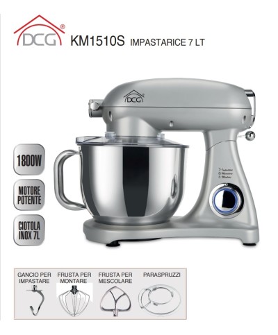 1 - Impastatrice 7 5  litri DCG KM1510 Silver