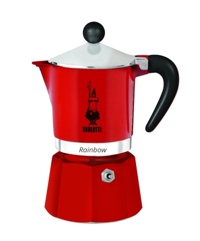 1 - Caffettiera Moka 3 tazze Rainbow Bialetti Rosso