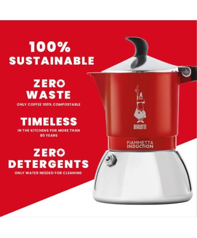 2 - Moka caffettiera Fiammetta Induction 4 tazze Bialetti Rossa 7144
