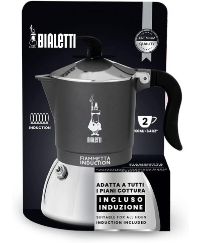 2 - Moka caffettiera Fiammetta Induction 2 tazze Bialetti Grigio 7148