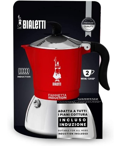 2 - Moka caffettiera Fiammetta Induction 2 tazze Bialetti Rossa 7147