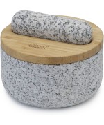 1 - Mortaio in granito Joseph Joseph Dash 20176 pestello coperchio bambù