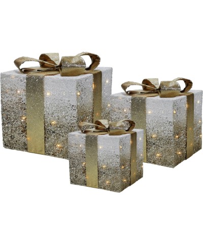 1 - Set 3 pacchi Regalo luminosi Bianco e Oro 441876