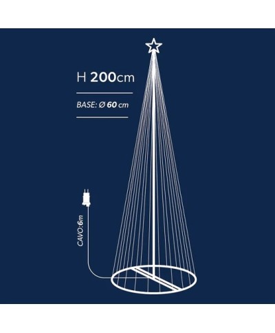 2 - Albero di Natale luminoso 2 mt Bianco Caldo a cono