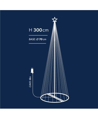 2 - Albero di Natale luminoso 3 mt Bianco Caldo a cono