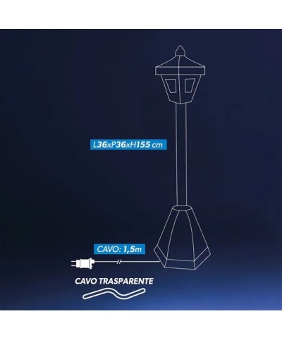 2 - Lampione rosso luminoso Natale h 155 cm 455545