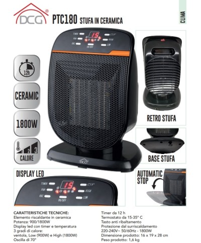 2 - Termoventilatore ceramico DCG PTC180