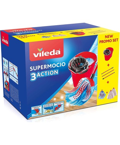 2 - Vileda SuperMocio Box lavapavimenti set completo manico 167978 mocio