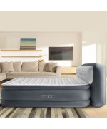4 - Materasso Gonfiabile Intex Matrimoniale 64448Np con pompa schienale Airbed Dura-Beam Ultra Plush Headboard