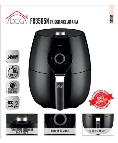 2 - DCG FR3505N Friggitrice ad aria calda 5,2 lt
