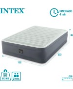 4 - Materasso gonfiabile matrimoniale Intex 64906ND con pompa Airbed Dura-Beam PremAire I