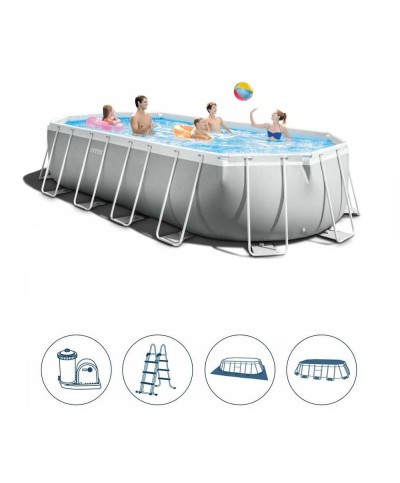1 - Piscina fuoriterra Intex 26798 ovale Prisma Frame 610 x 305 x 122 cm pompa