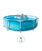 1 - Piscina fuori terra rotonda Intex 28208 Beachside metal Frame 305 x 76 cm