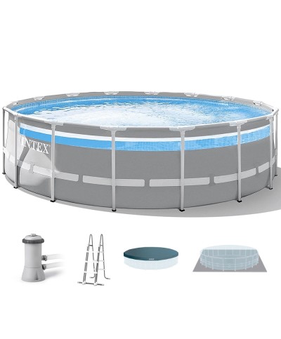 2 - Piscina fuoriterra Intex 26722 Prisma Frame Clearview 427 x 107 cm pompa